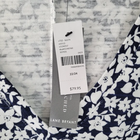 Lane Bryant Cap Sleeve V Neck Dolman Belted Dress in Ali Floral 22 24 - Picture 6 of 6